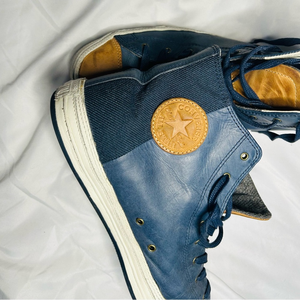 Converse Navy and Tan High-Top Sneakers